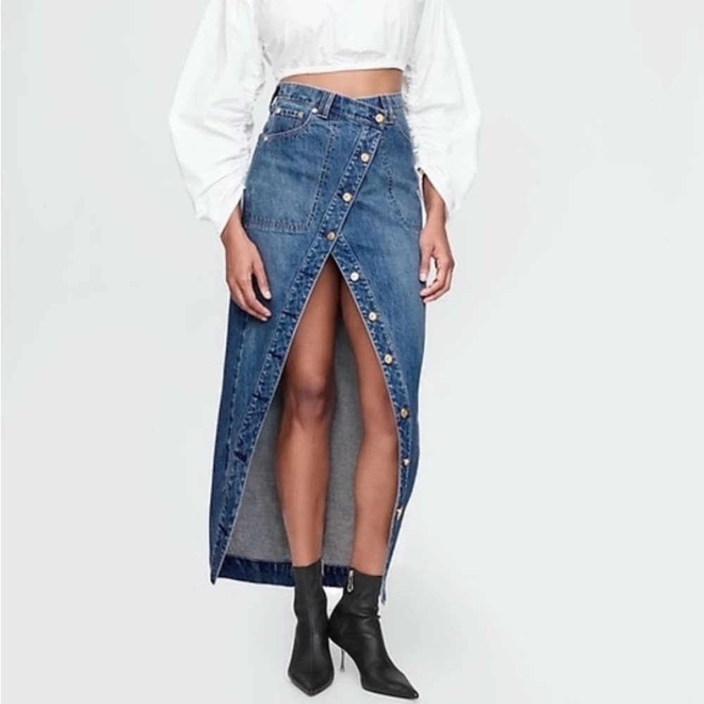 Cult Gaia x Gap Asymmetrical Denim skirt Denim Maxi Skirt Size 25